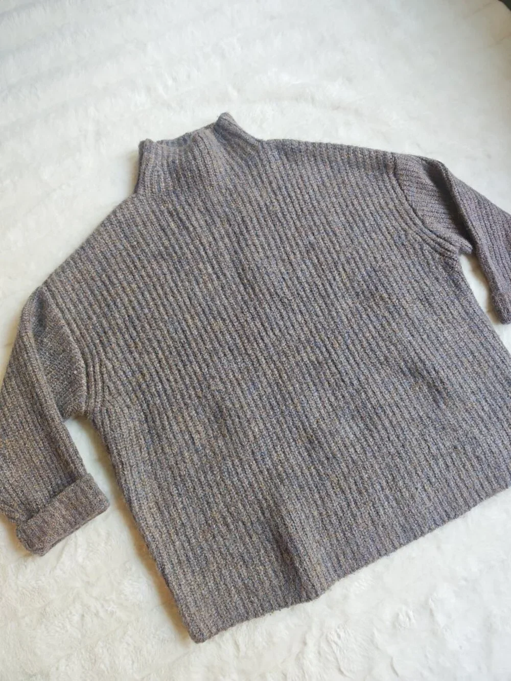 Free People Opal Rollneck Chunky Shaker Knit Sweater Size S Cozy Oversized Mock